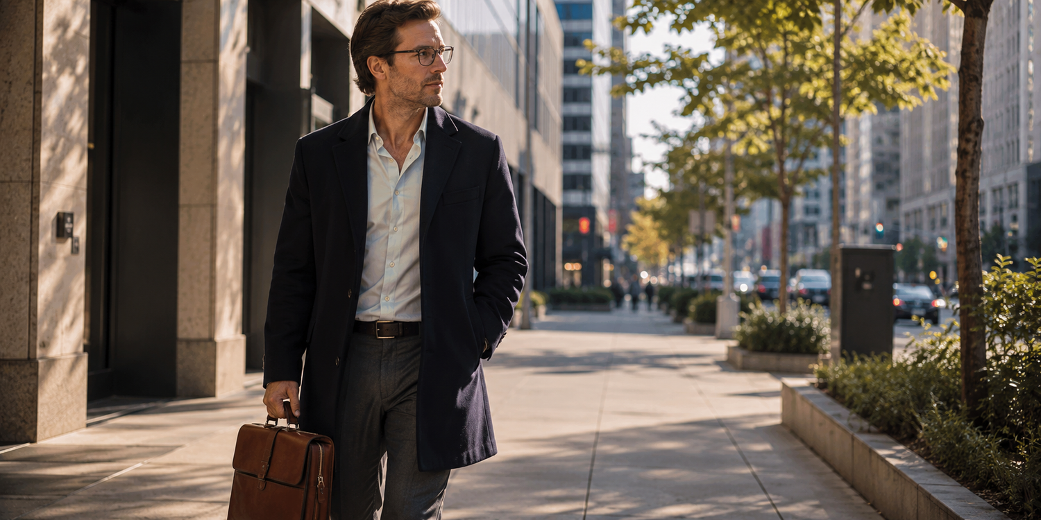 Men's wearing laptop bag