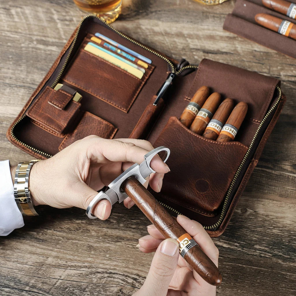 Men’s Cigar Travel Case - 5-Cigar Organizer with Phone Pocket