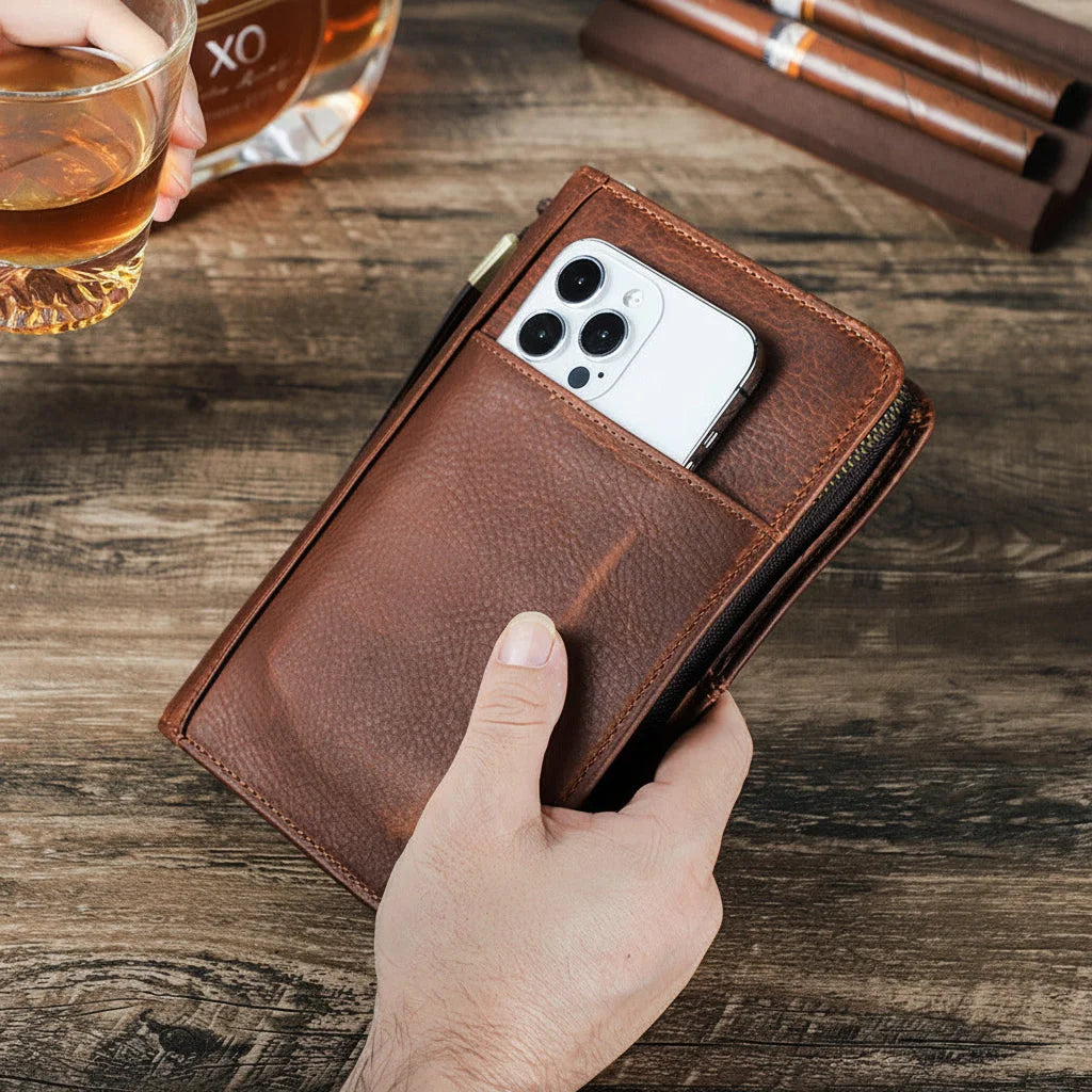 Men’s Cigar Travel Case - 5-Cigar Organizer with Phone Pocket