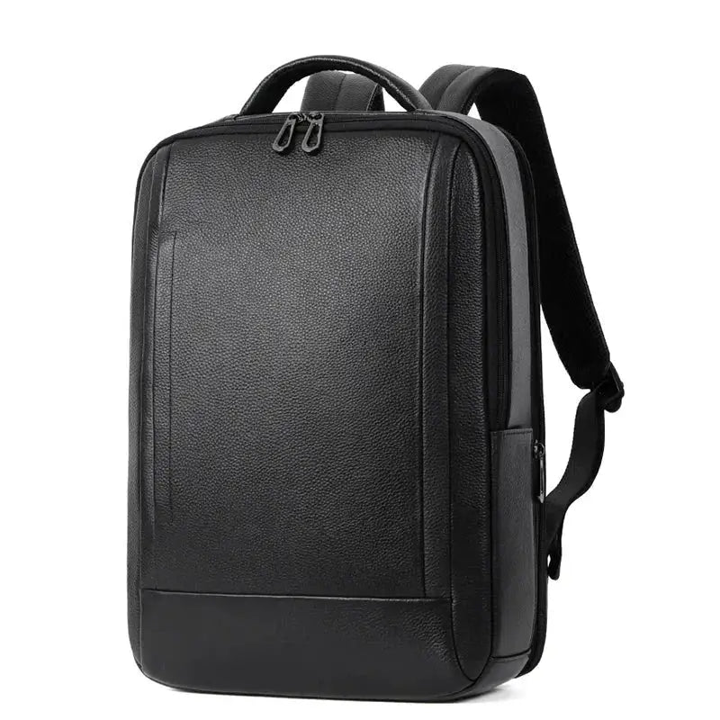 Black Leather Laptop Backpack – 15.6 Inch Business Work Backpack