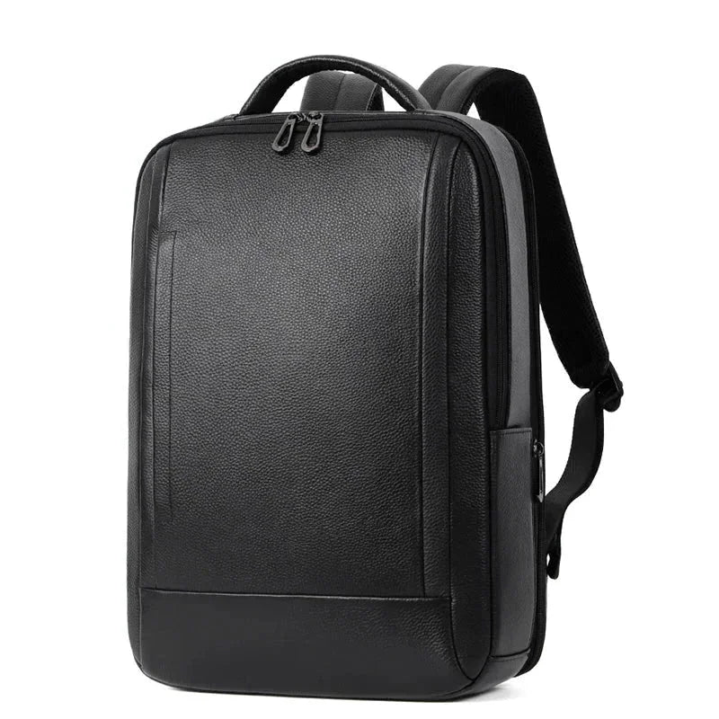 Black Leather Laptop Backpack – 15.6 Inch Business Work Backpack