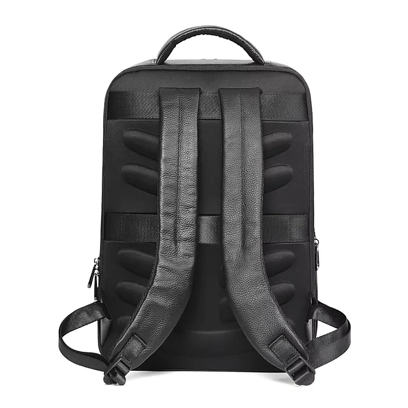 Black Leather Laptop Backpack – 15.6 Inch Business Work Backpack