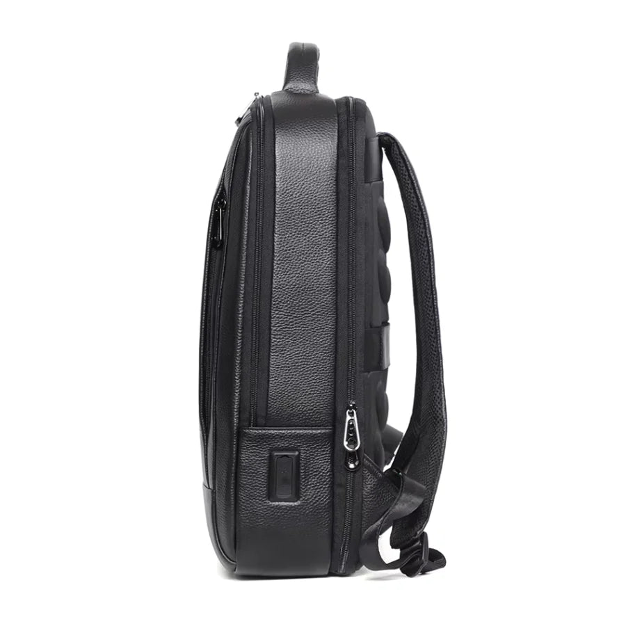Black Leather Laptop Backpack – 15.6 Inch Business Work Backpack