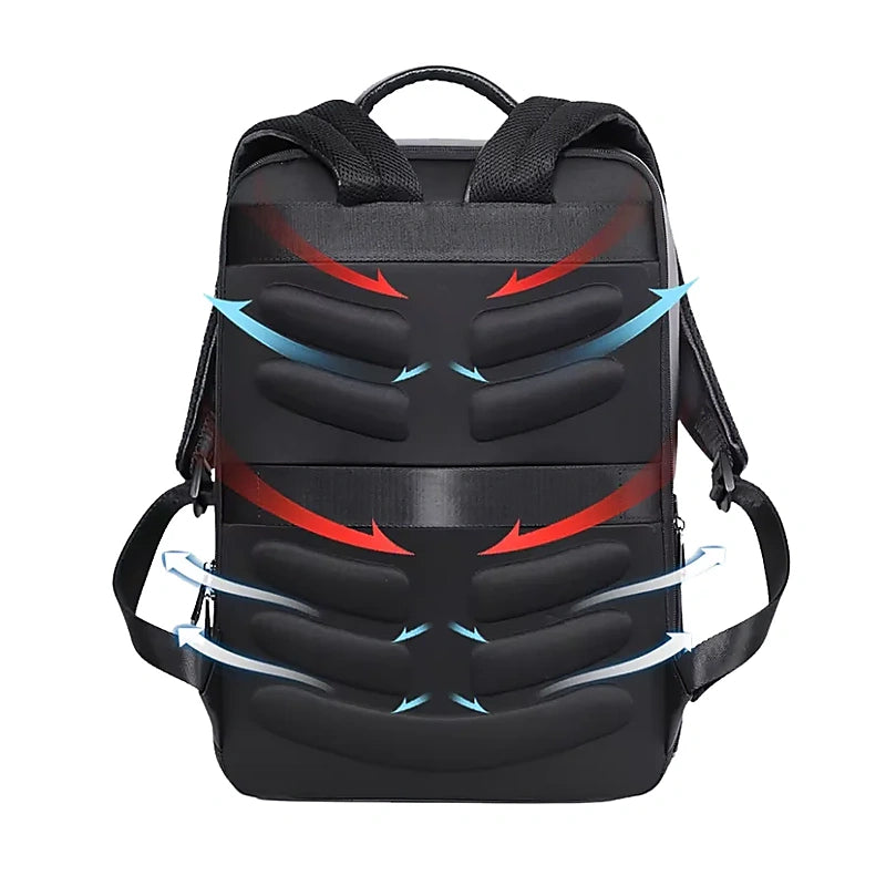 Black Leather Laptop Backpack – 15.6 Inch Business Work Backpack