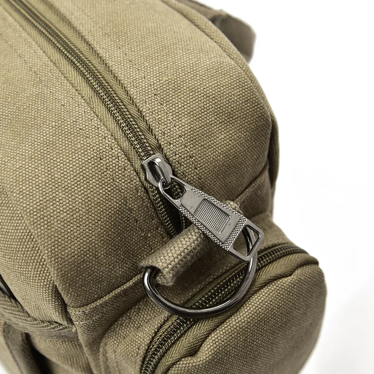 Men’s Canvas Briefcase Bag with Side Zip Pockets for Work and Commute