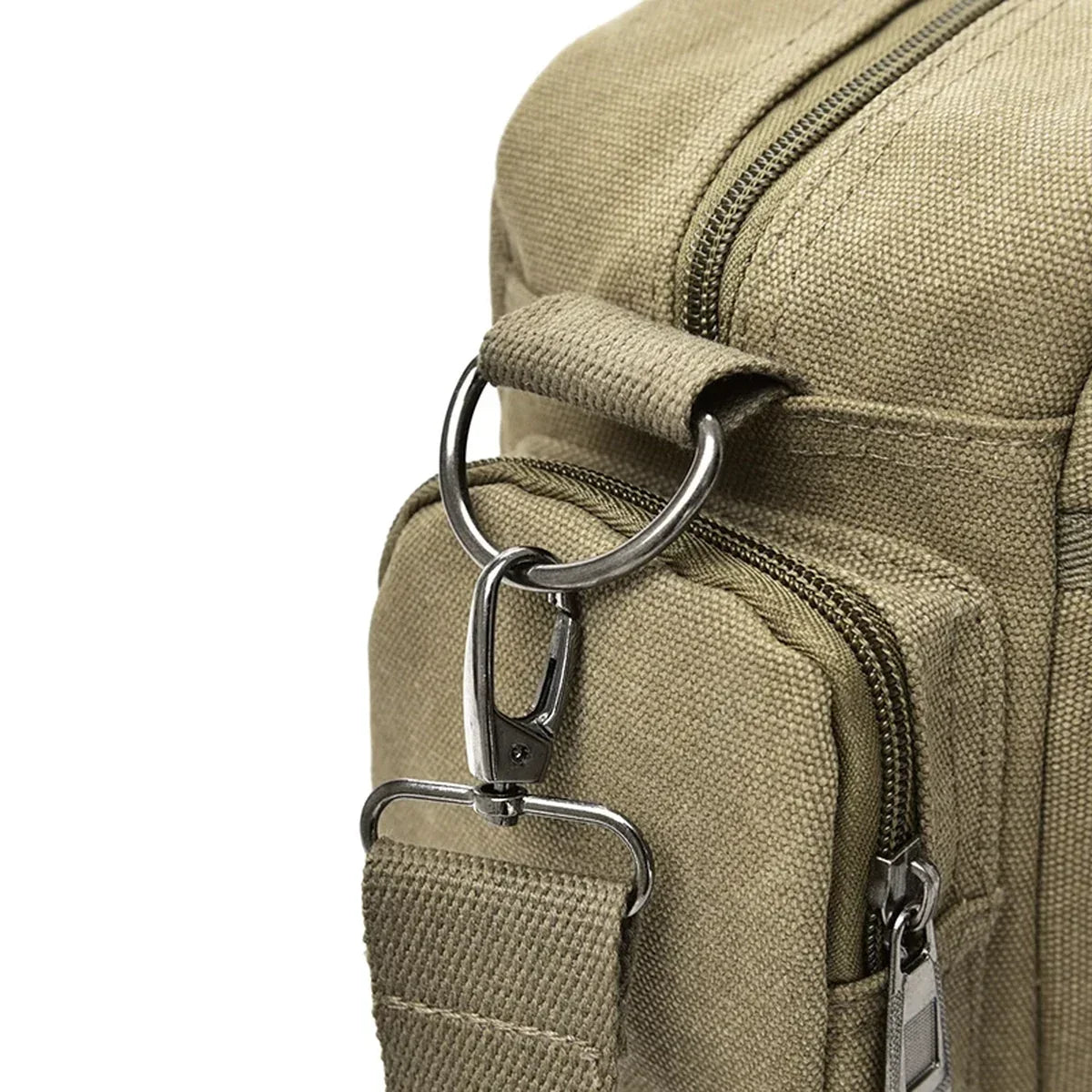 Men’s Canvas Briefcase Bag with Side Zip Pockets for Work and Commute