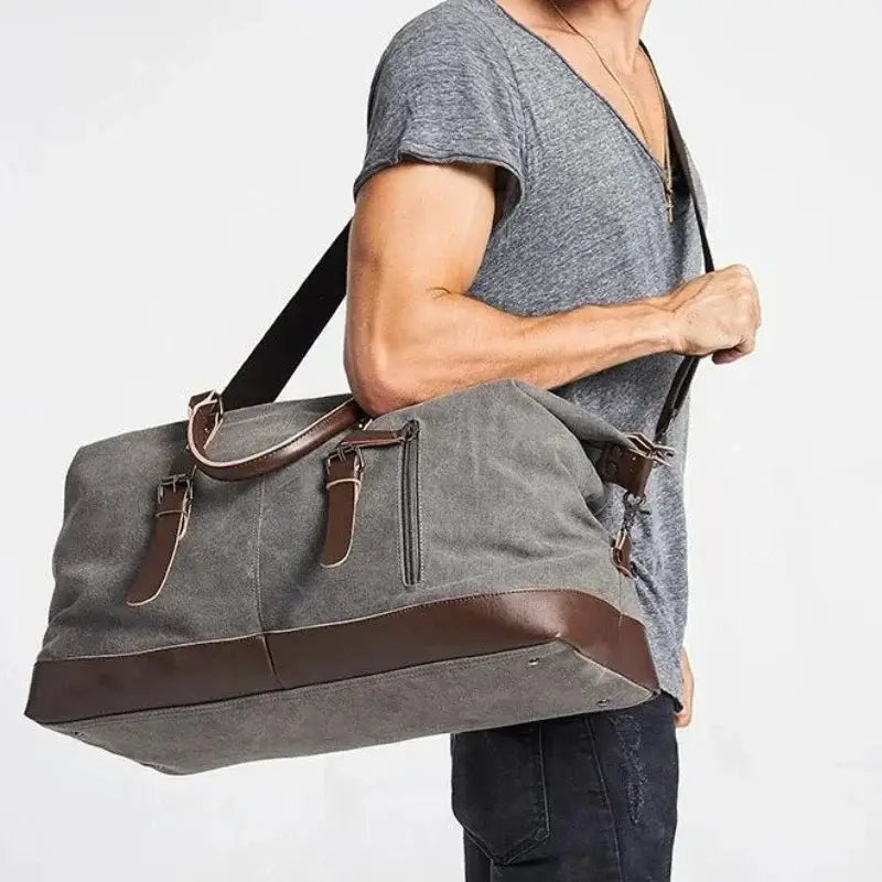 Men’s Canvas Duffle Bag – Multi-Pocket Weekend Travel Bag