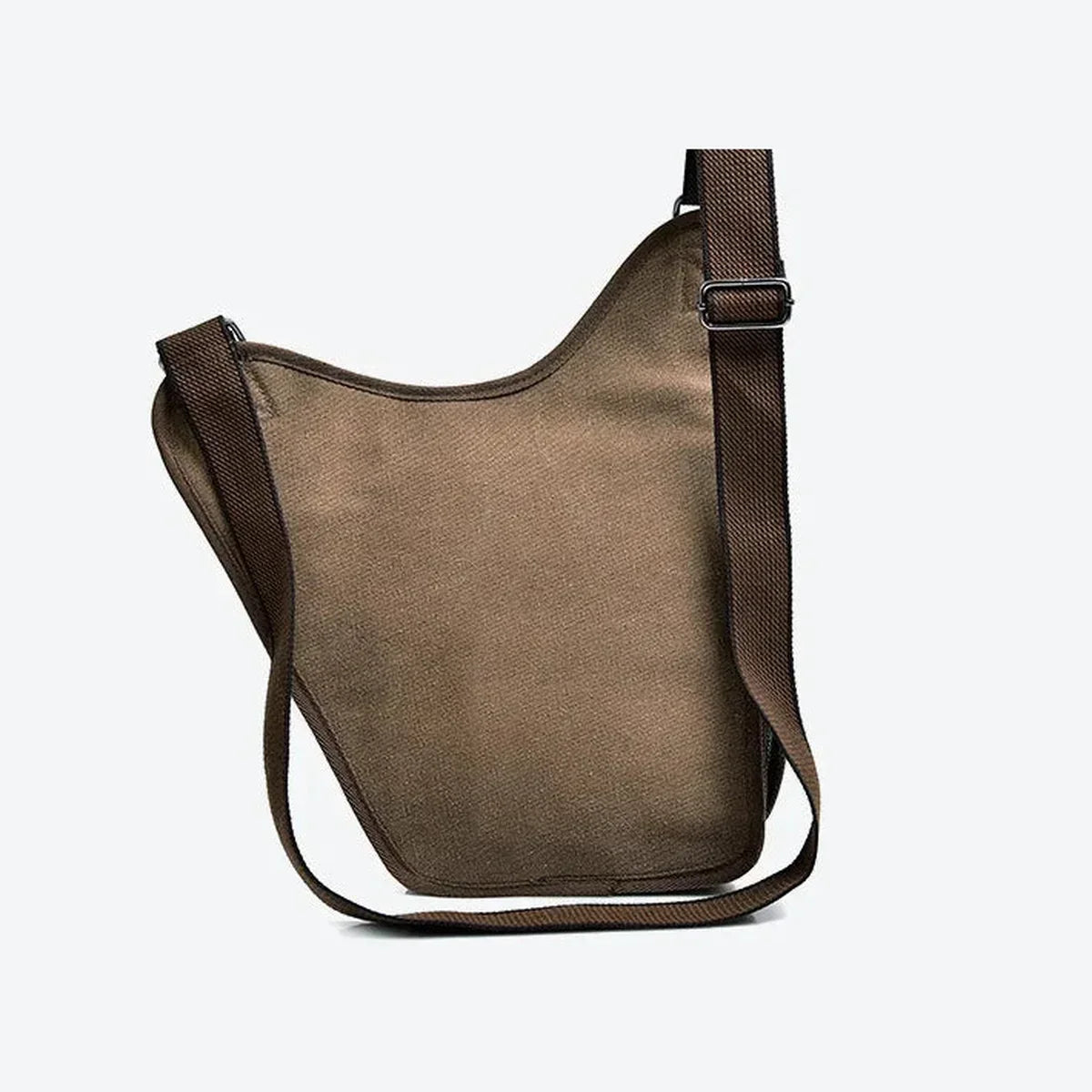 Canvas Saddle Crossbody Bag - Front Panel Buckle Flap & Mesh Side Pocket