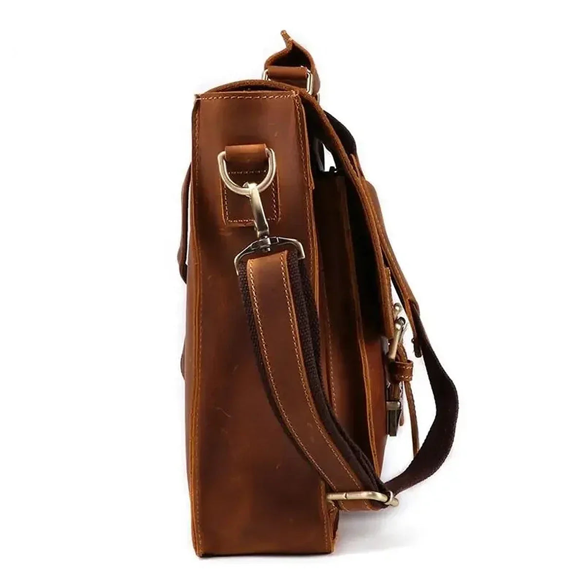 Crazy Horse Satchel Briefcase with Back Zip Pocket