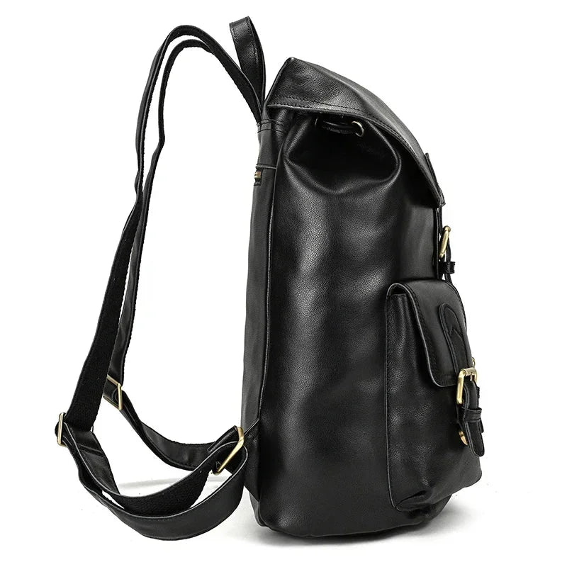 Full-Grain Leather Vintage Backpack – Soft Structure with Triple Flap Pockets