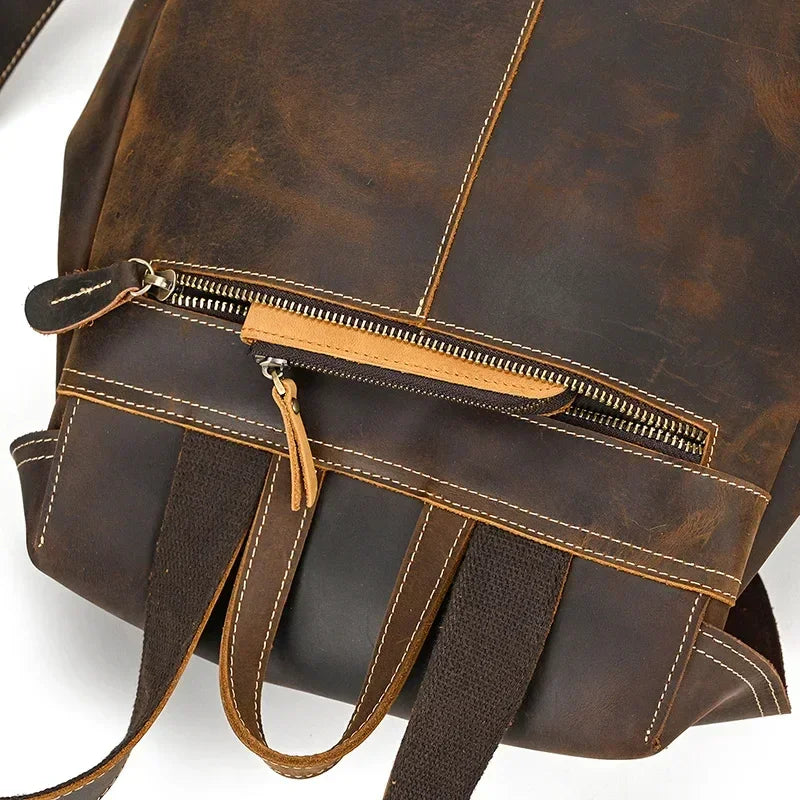 Full-Grain Leather Vintage Backpack – Soft Structure with Triple Flap Pockets