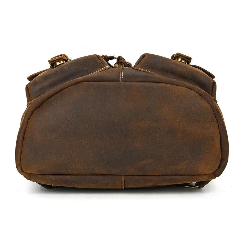 Full-Grain Leather Vintage Backpack – Soft Structure with Triple Flap Pockets