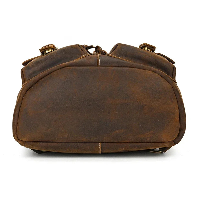 Full-Grain Leather Vintage Backpack – Soft Structure with Triple Flap Pockets