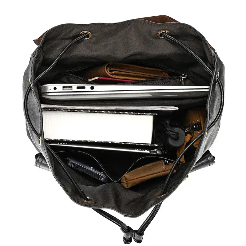Full-Grain Leather Vintage Backpack – Soft Structure with Triple Flap Pockets