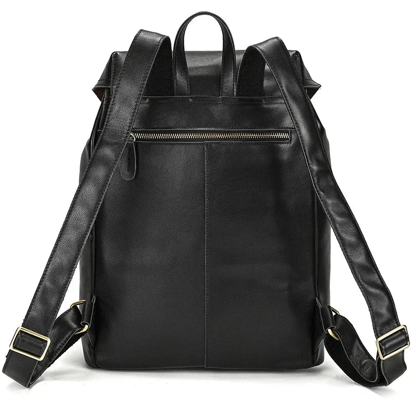 Full-Grain Leather Vintage Backpack – Soft Structure with Triple Flap Pockets