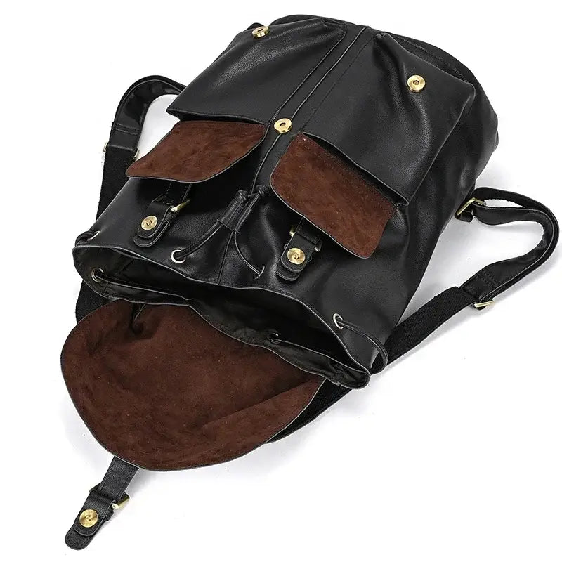 Full-Grain Leather Vintage Backpack – Soft Structure with Triple Flap Pockets