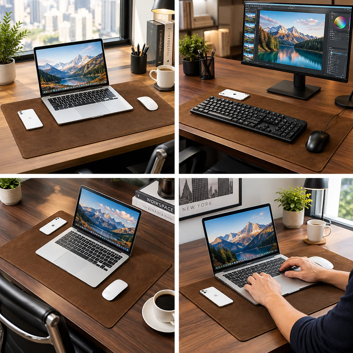 Leather Desk Mat - Genuine Cowhide Desk Pad & Mouse Pad