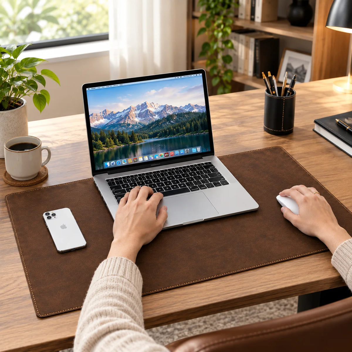 Leather Desk Mat - Genuine Cowhide Desk Pad & Mouse Pad