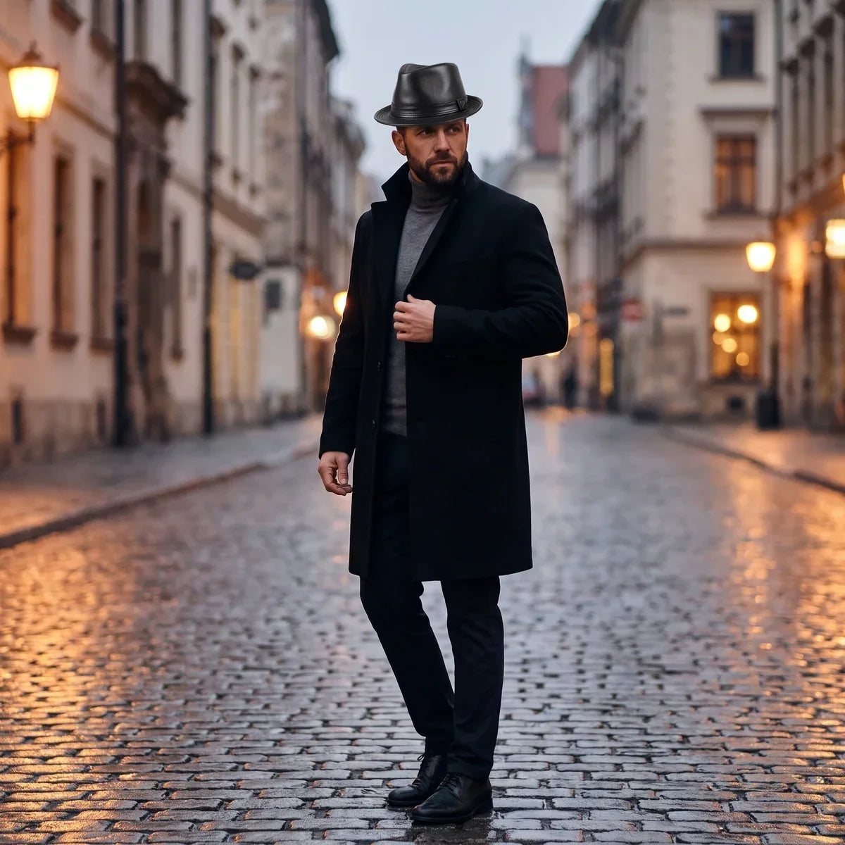 Genuine Leather Short Brim Fedora Hat
