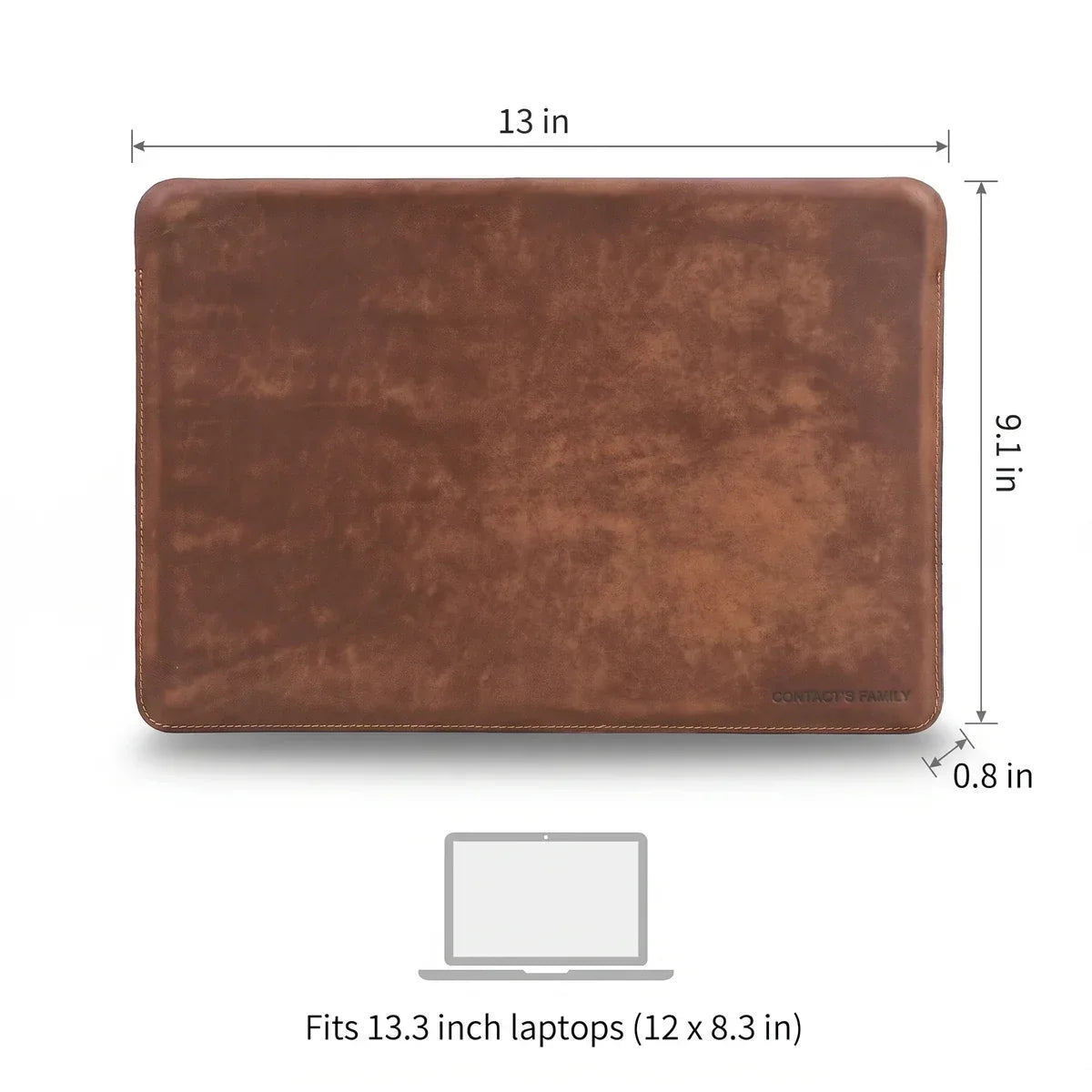 Handmade Leather Laptop Sleeve for 13.3 Inch