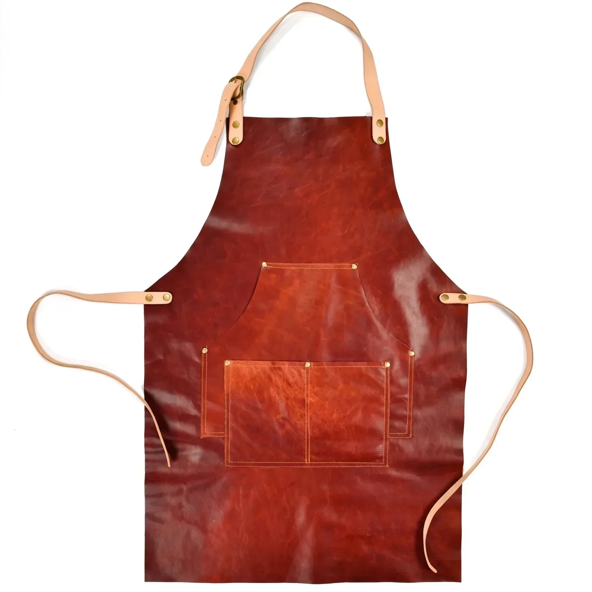 Leather Apron - Cowhide Workshop & BBQ Apron with Pockets - Brown