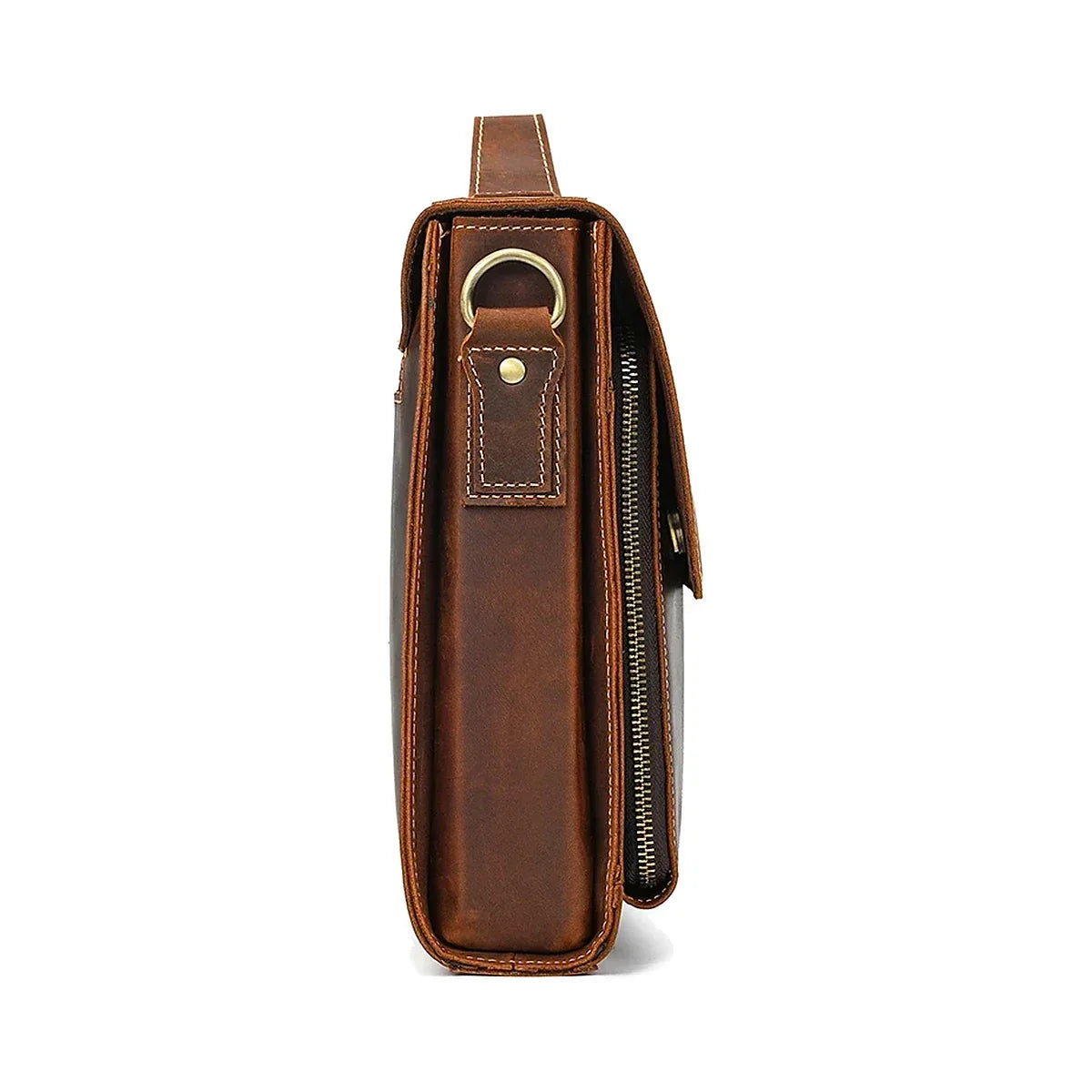 Slim Leather Flap Briefcase with Magnetic Closure