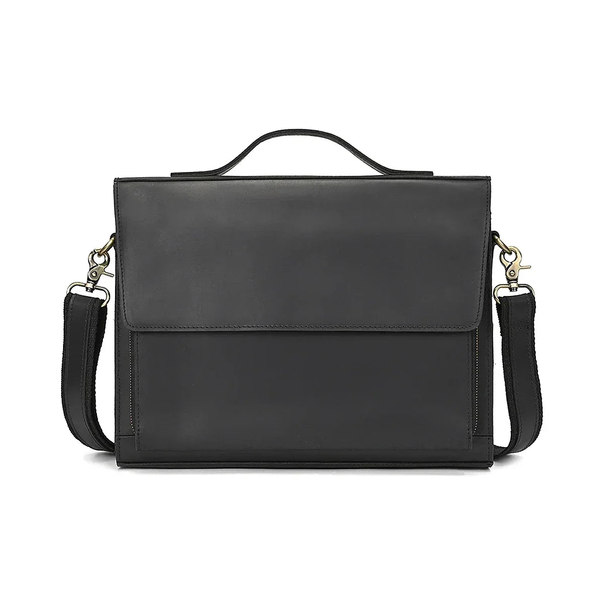 Slim Leather Flap Briefcase with Magnetic Closure
