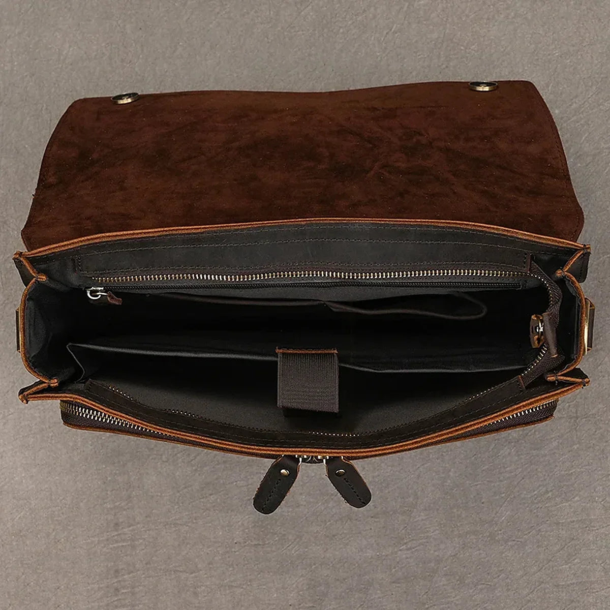 Slim Leather Flap Briefcase with Magnetic Closure