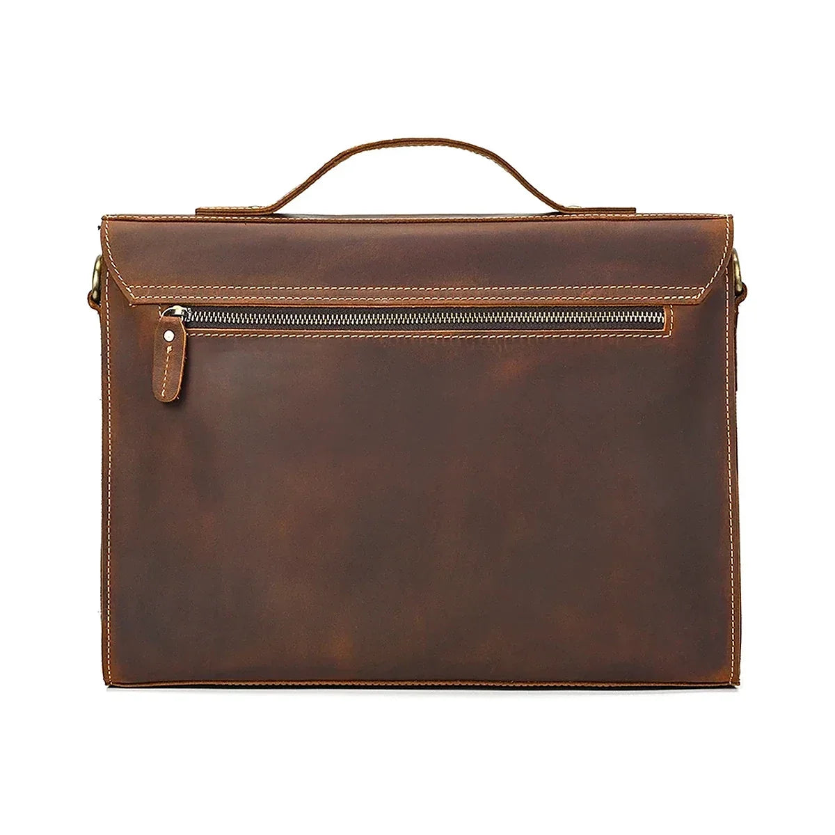 Slim Leather Flap Briefcase with Magnetic Closure