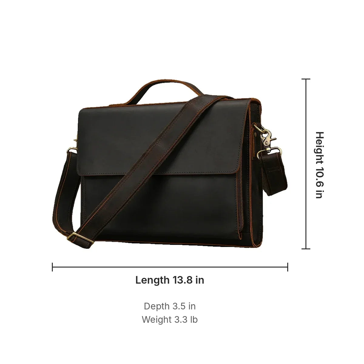 Slim Leather Flap Briefcase with Magnetic Closure
