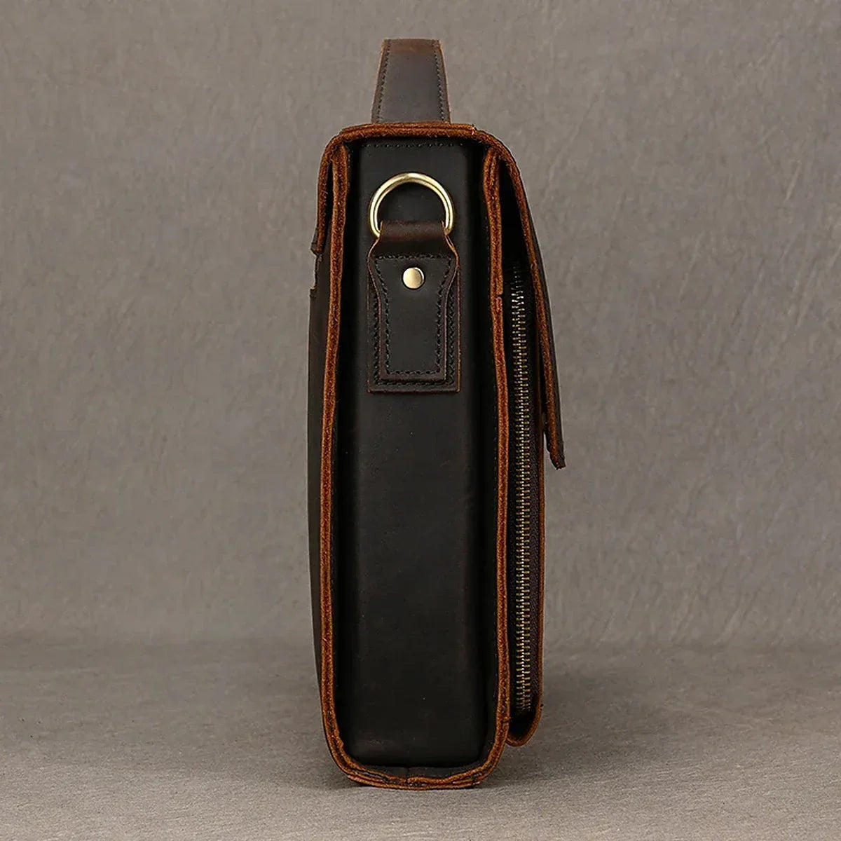 Slim Leather Flap Briefcase with Magnetic Closure