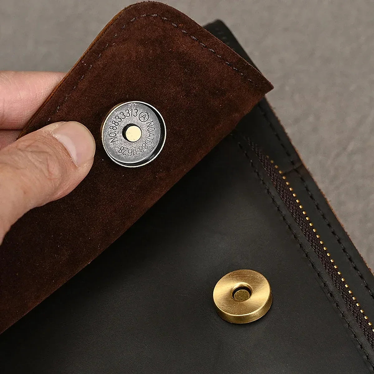 Slim Leather Flap Briefcase with Magnetic Closure