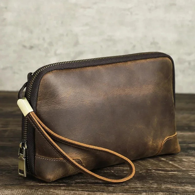 Leather Cable Organizer Clutch - Wristlet Charger & Power Bank Case