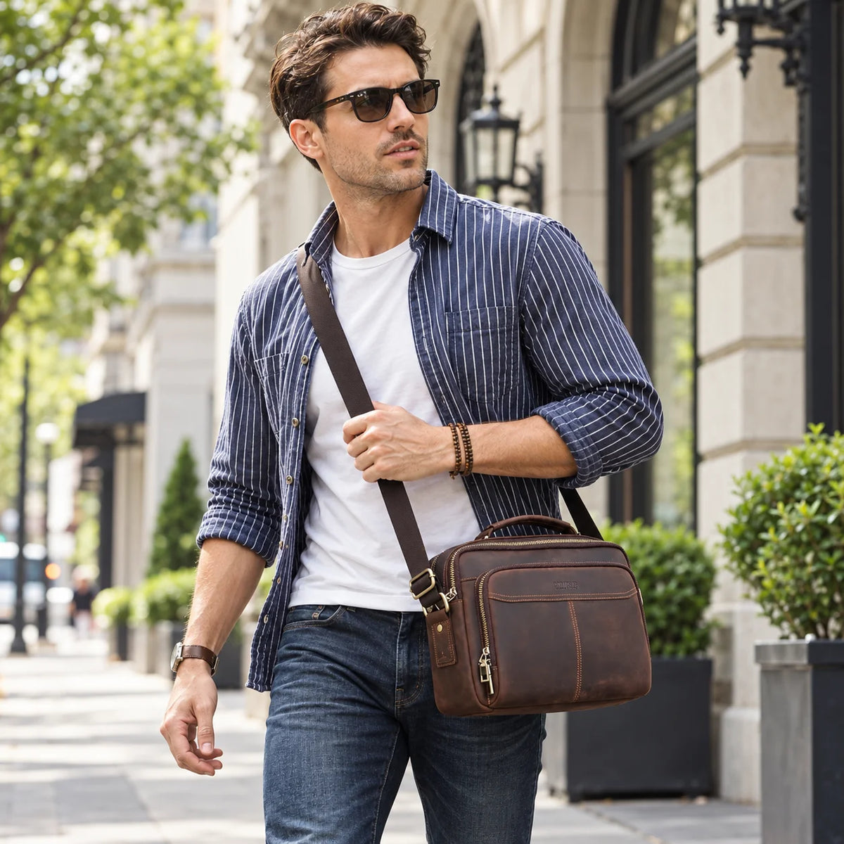 Compact Leather Briefcase for 11 Inch Tablet