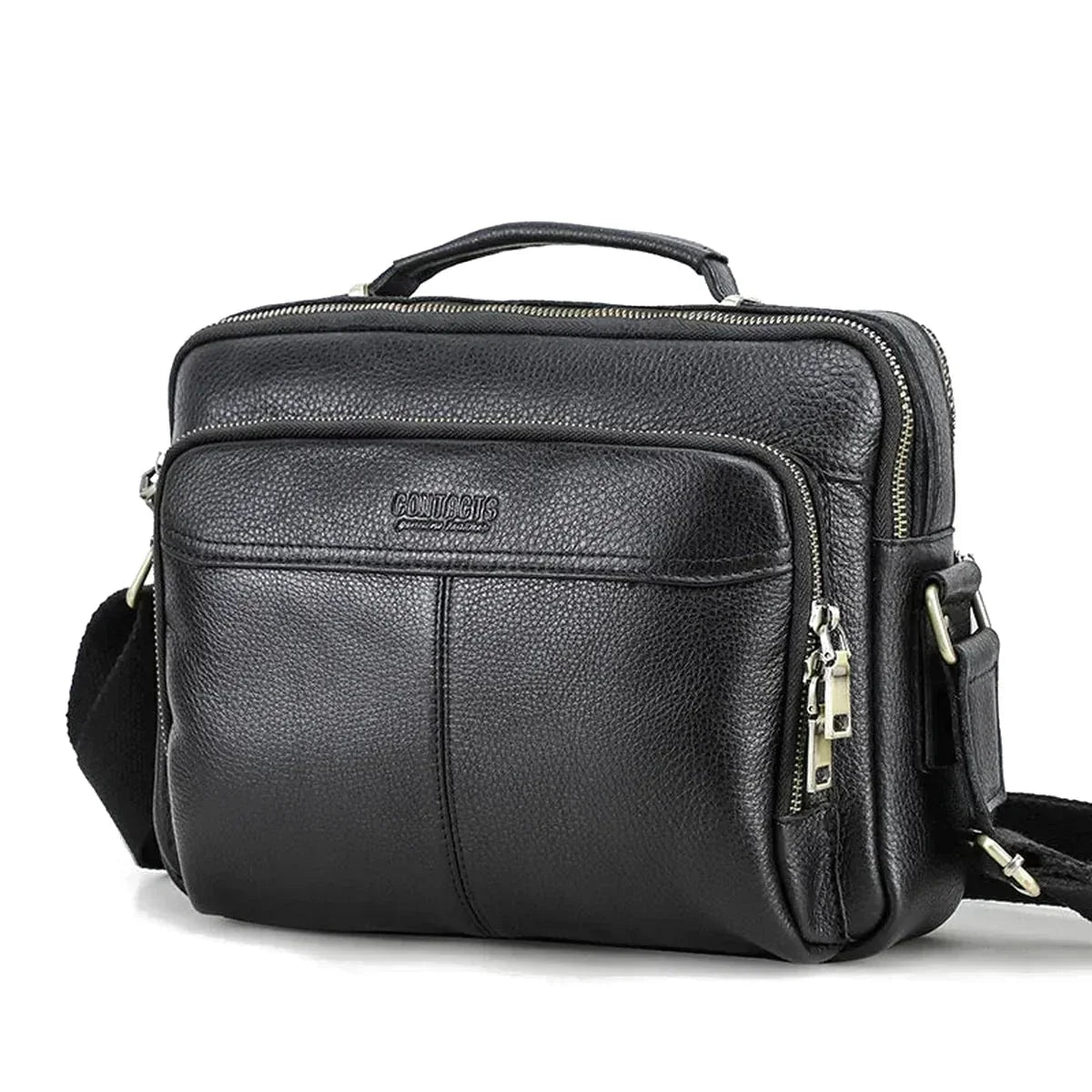 Compact Leather Briefcase for 11 Inch Tablet - Black