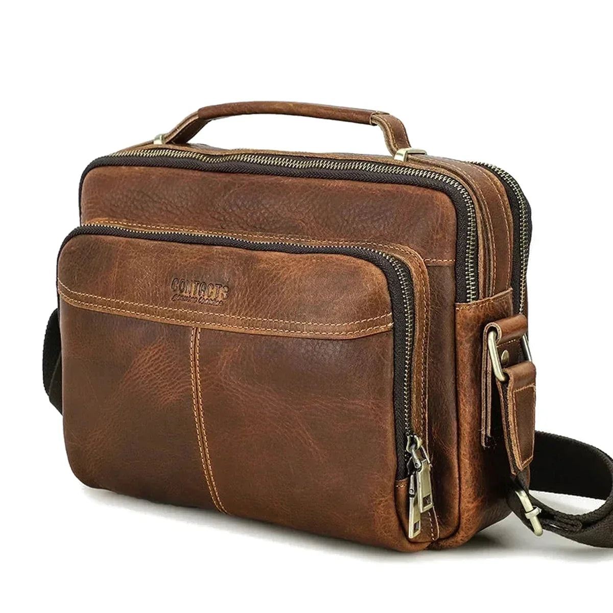 Compact Leather Briefcase for 11 Inch Tablet - Brown