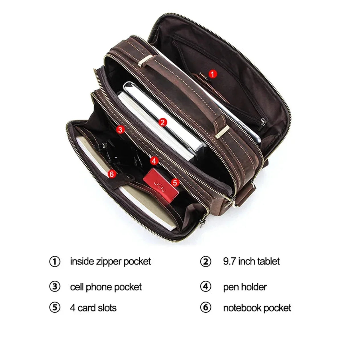 Compact Leather Briefcase for 11 Inch Tablet