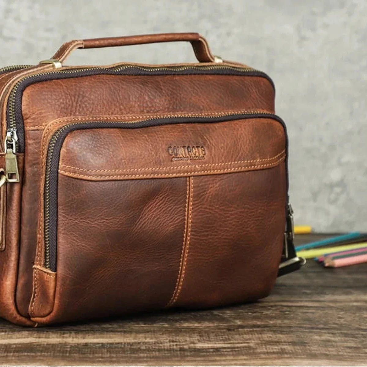 Compact Leather Briefcase for 11 Inch Tablet