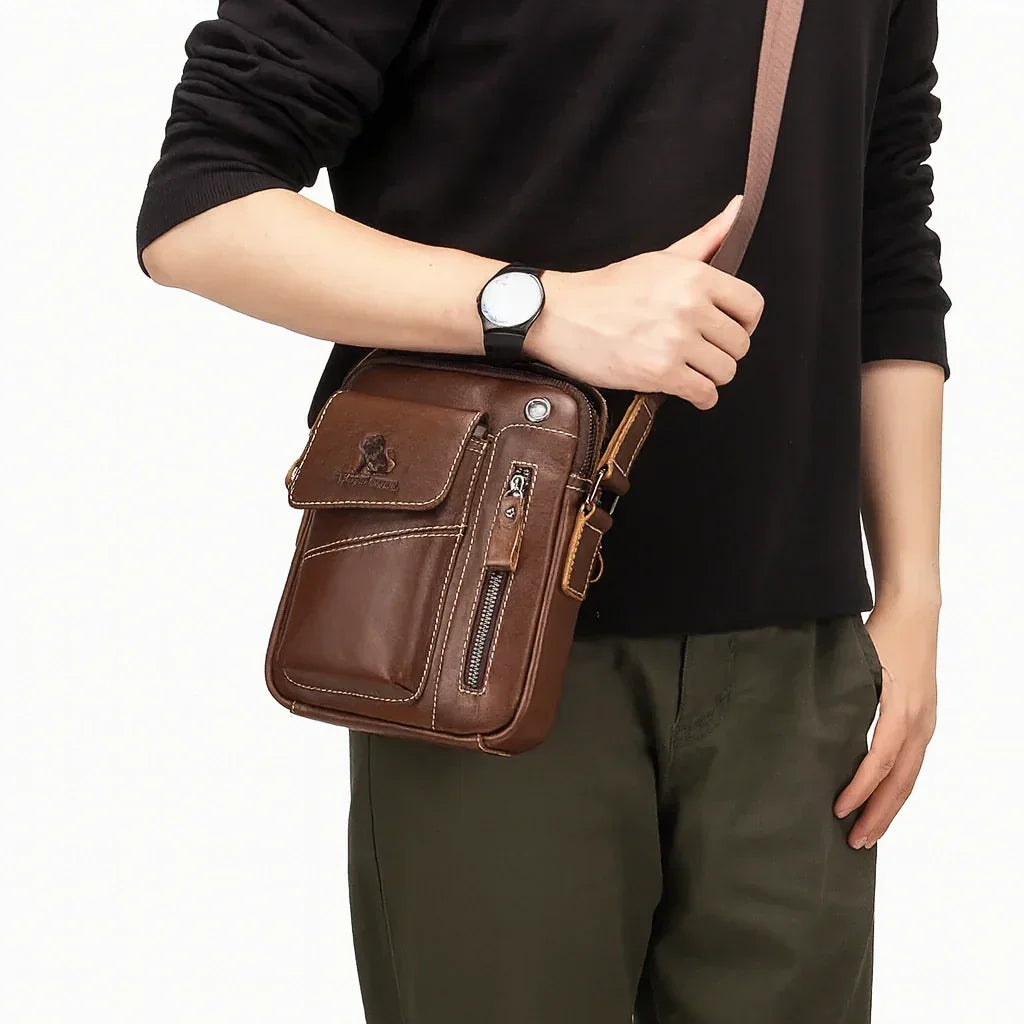 Leather Crossbody Bag for Men – Vertical Everyday Carry