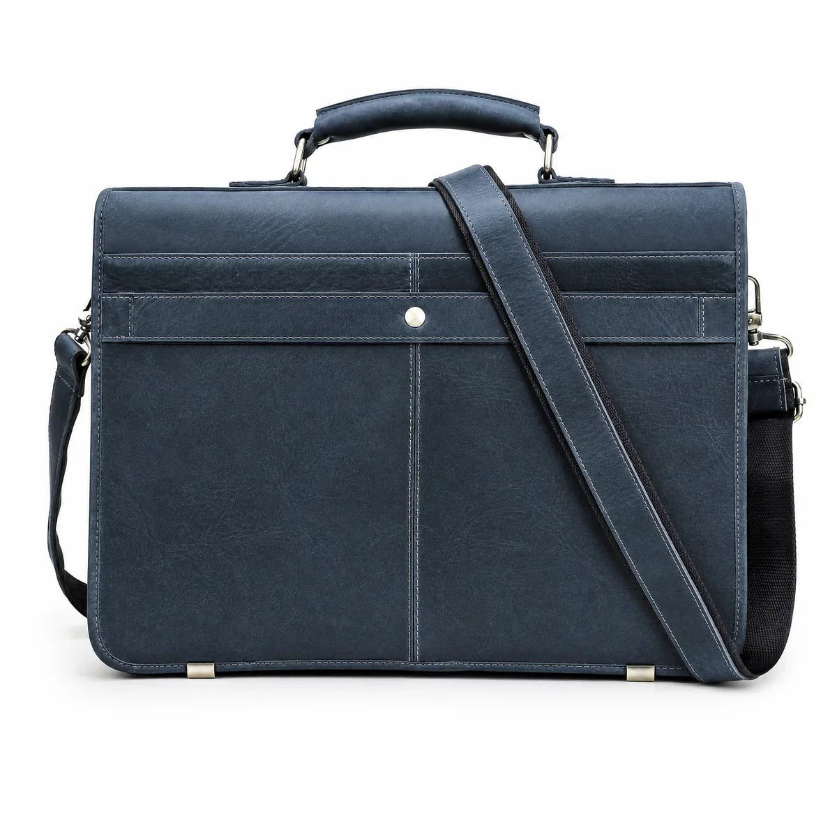 Leather Messenger Briefcase with Twist Locks