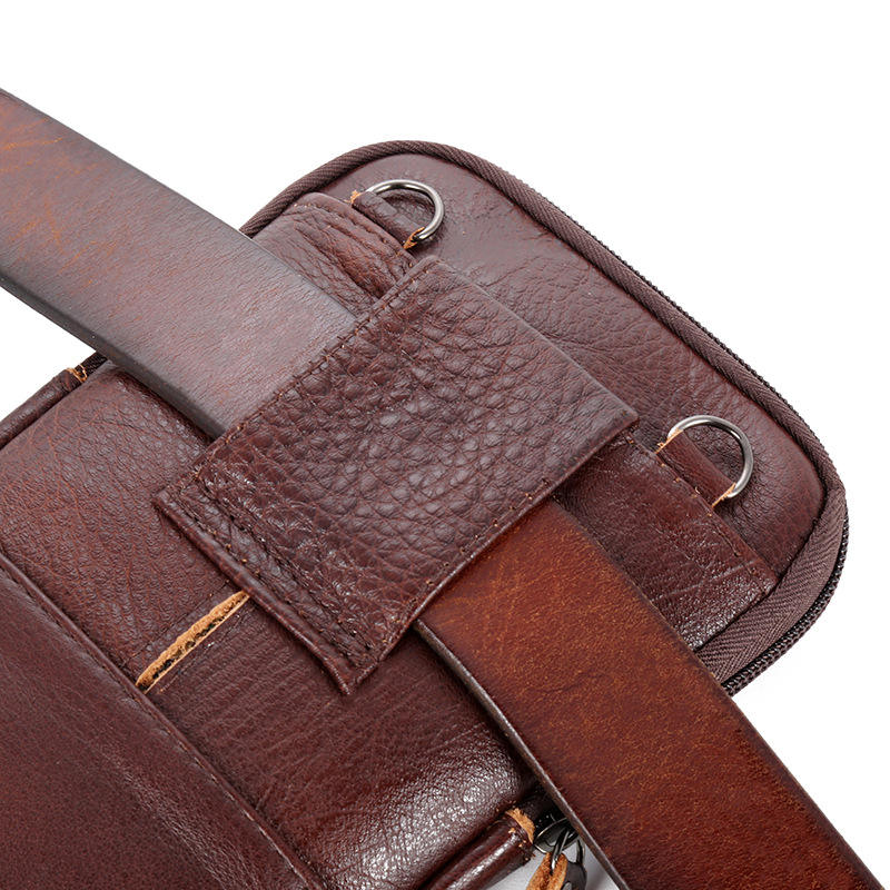 Leather Phone Pouch - Zip Front Crossbody Waist Bag