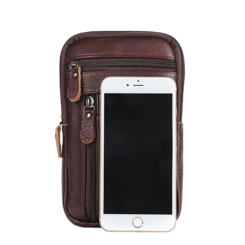 Leather Phone Pouch - Zip Front Crossbody Waist Bag