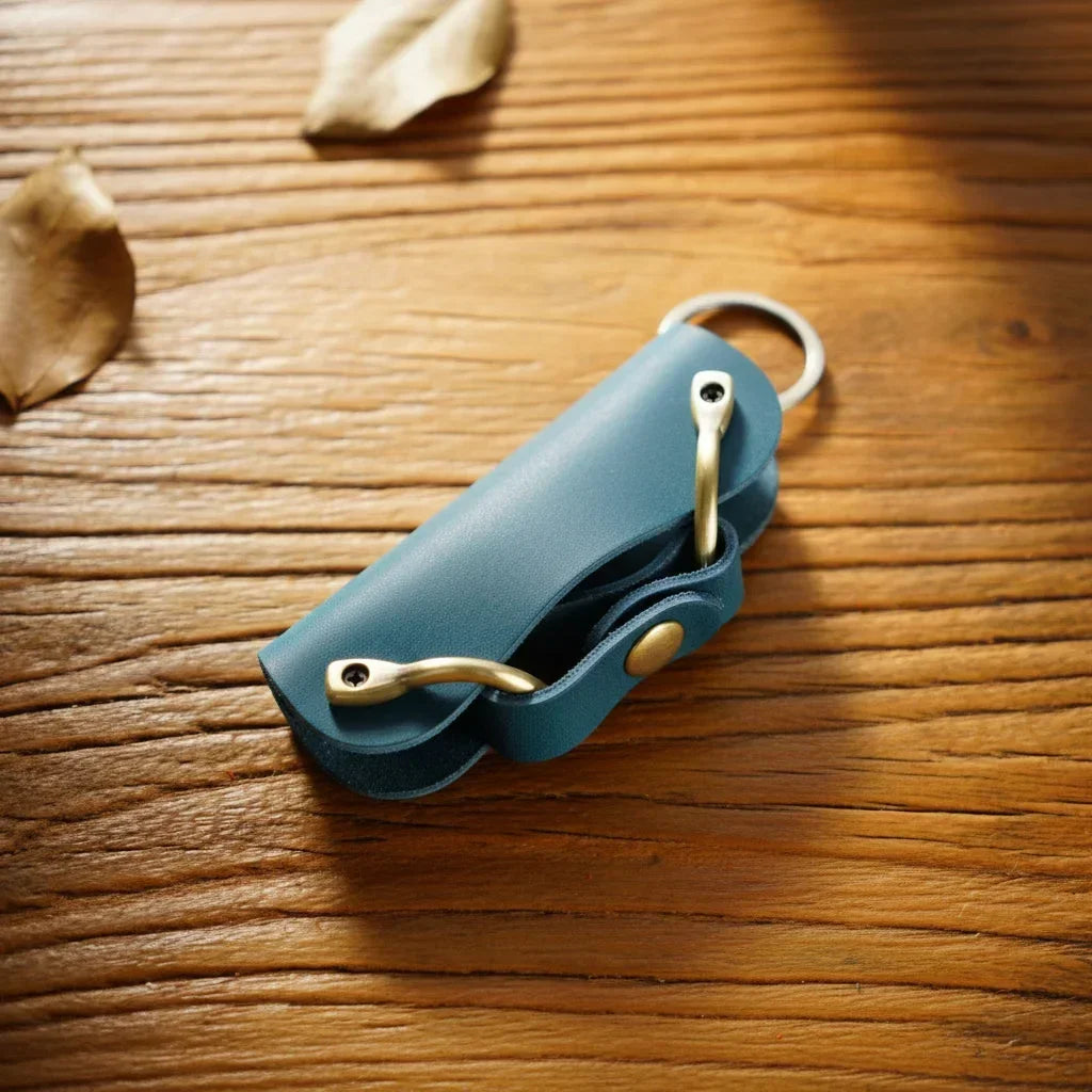 Leather Smart Key Holder - Compact Fold-Out Case for 10 Keys