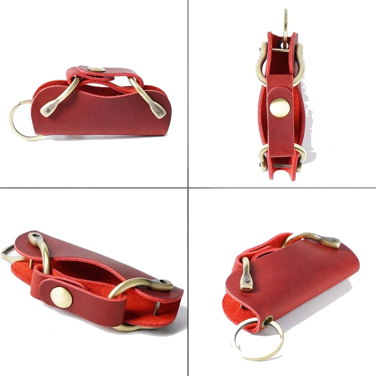 Leather Smart Key Holder - Compact Fold-Out Case for 10 Keys