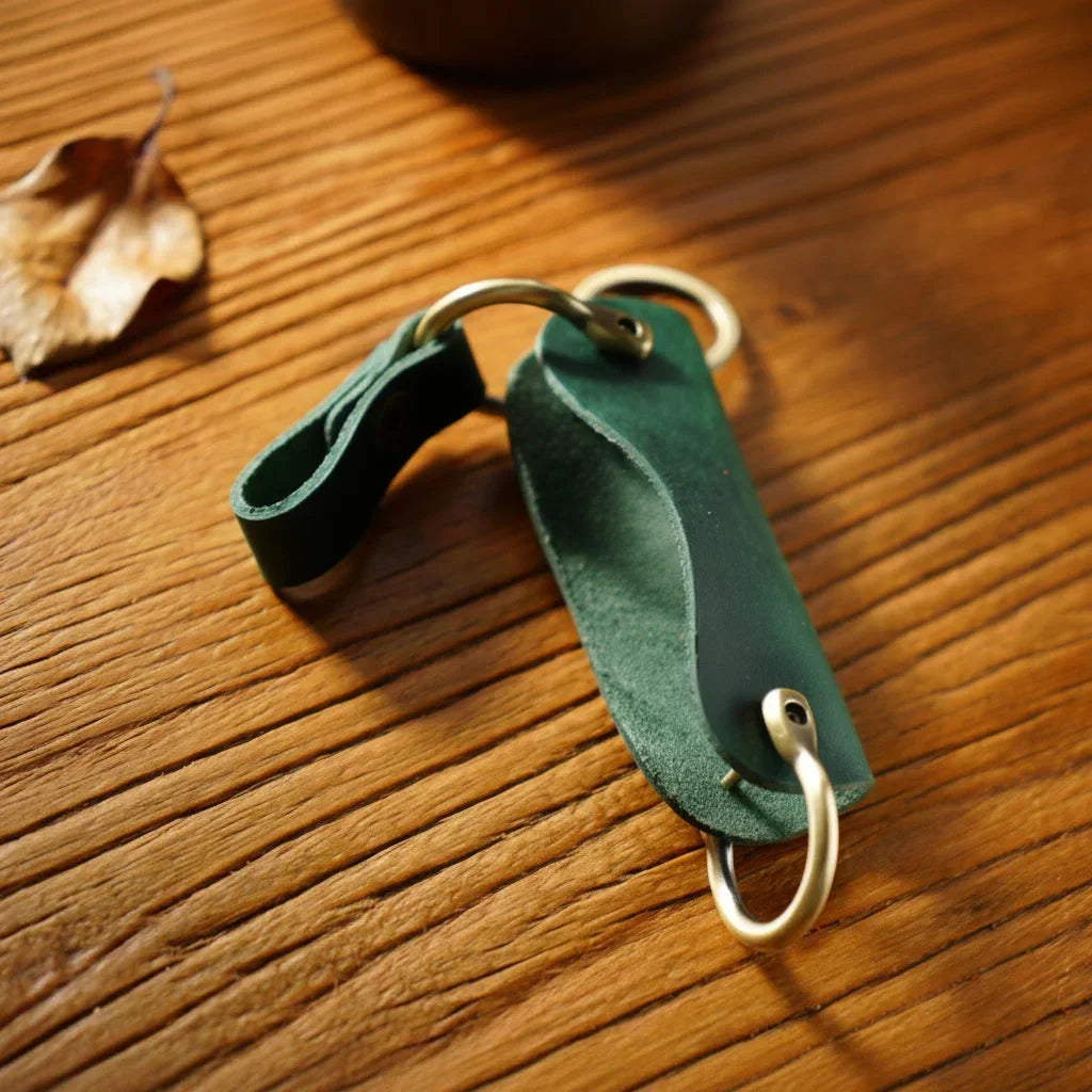 Leather Smart Key Holder - Compact Fold-Out Case for 10 Keys
