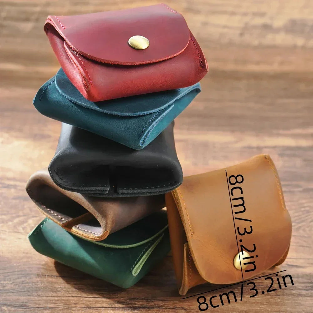 Leather Snap Coin Purse - Mini Tray Pouch for Change