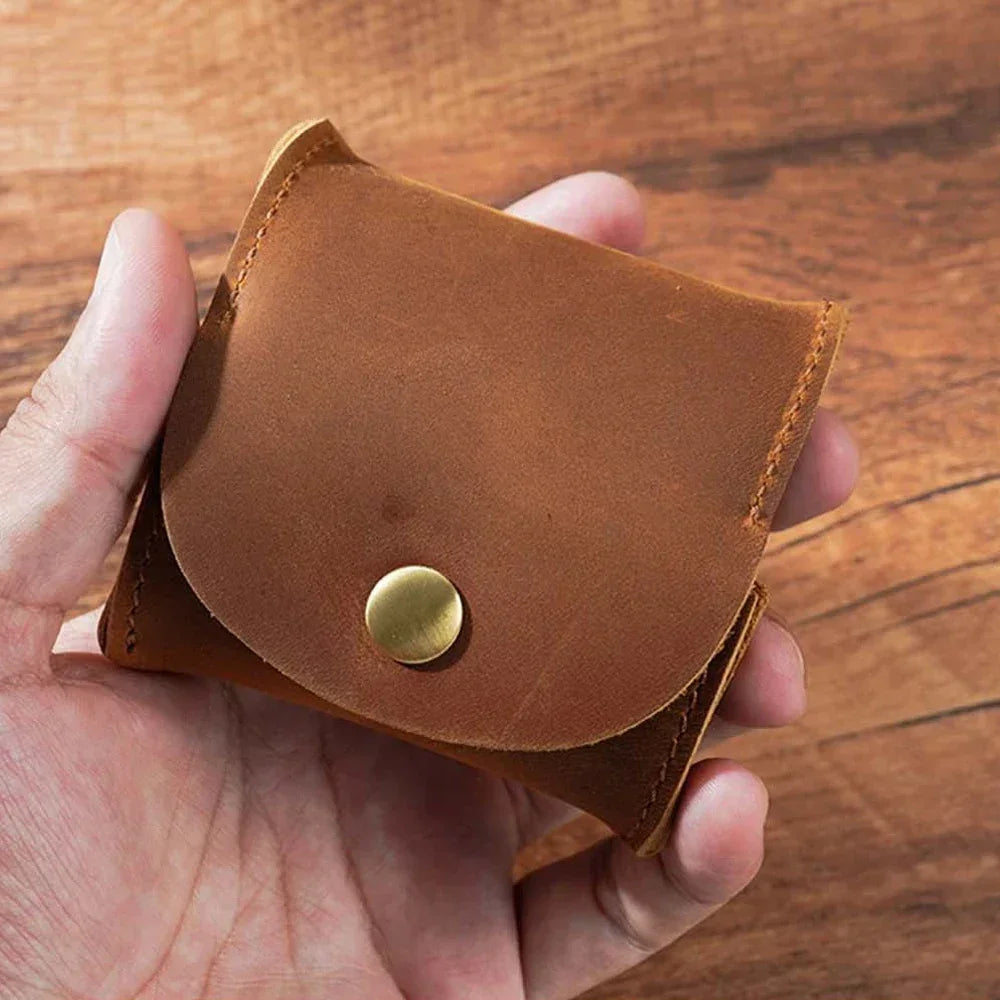 Leather Snap Coin Purse - Mini Tray Pouch for Change