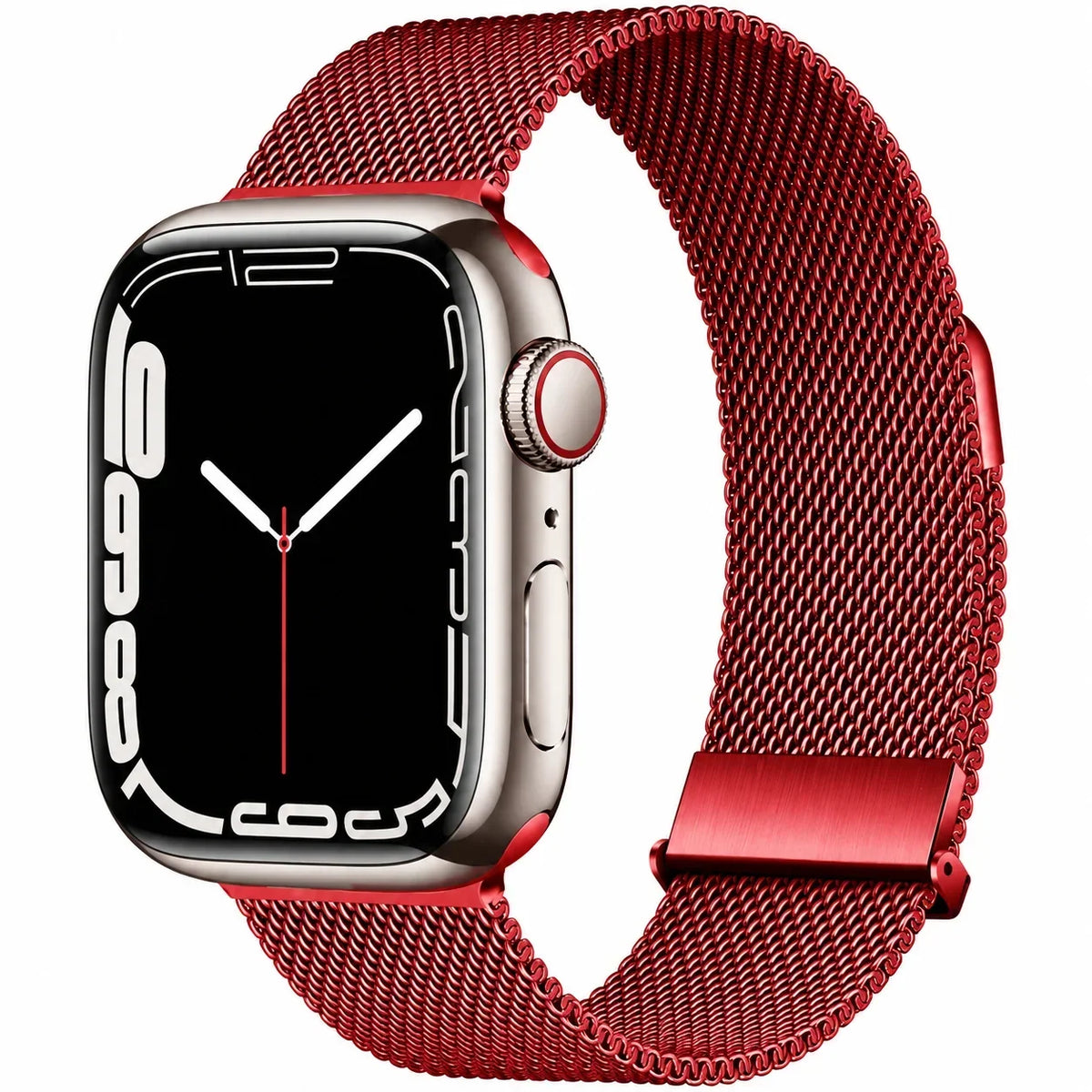 Magnetic Mesh Apple Watch Band - Stainless Steel Milanese Loop - Red / Small: 38/40/41 mm, Series 10 42 mm