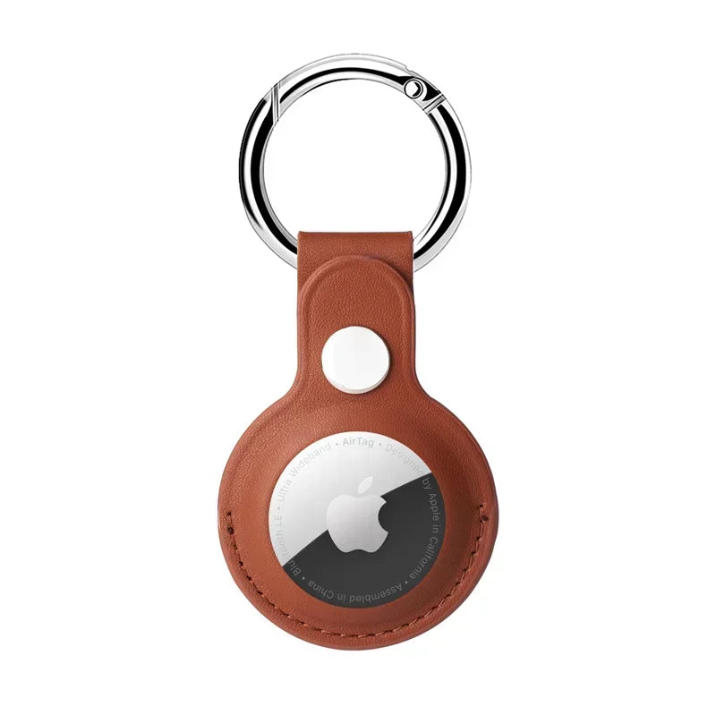 Men’s AirTag Keychain Holder - Clip-On Key Fob - Brown