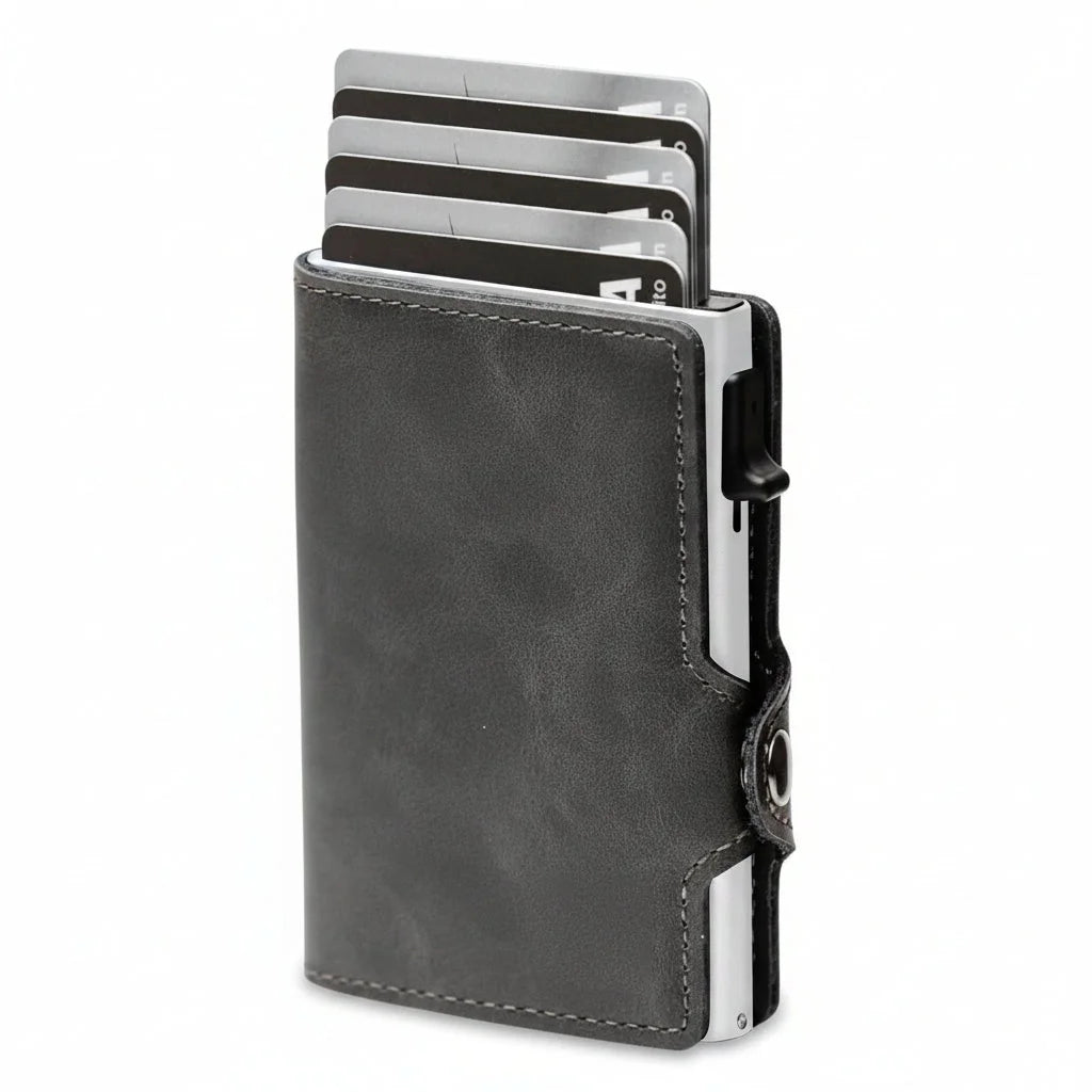 Men’s Aluminum Bifold Wallet - RFID Card Case with Cash Pocket